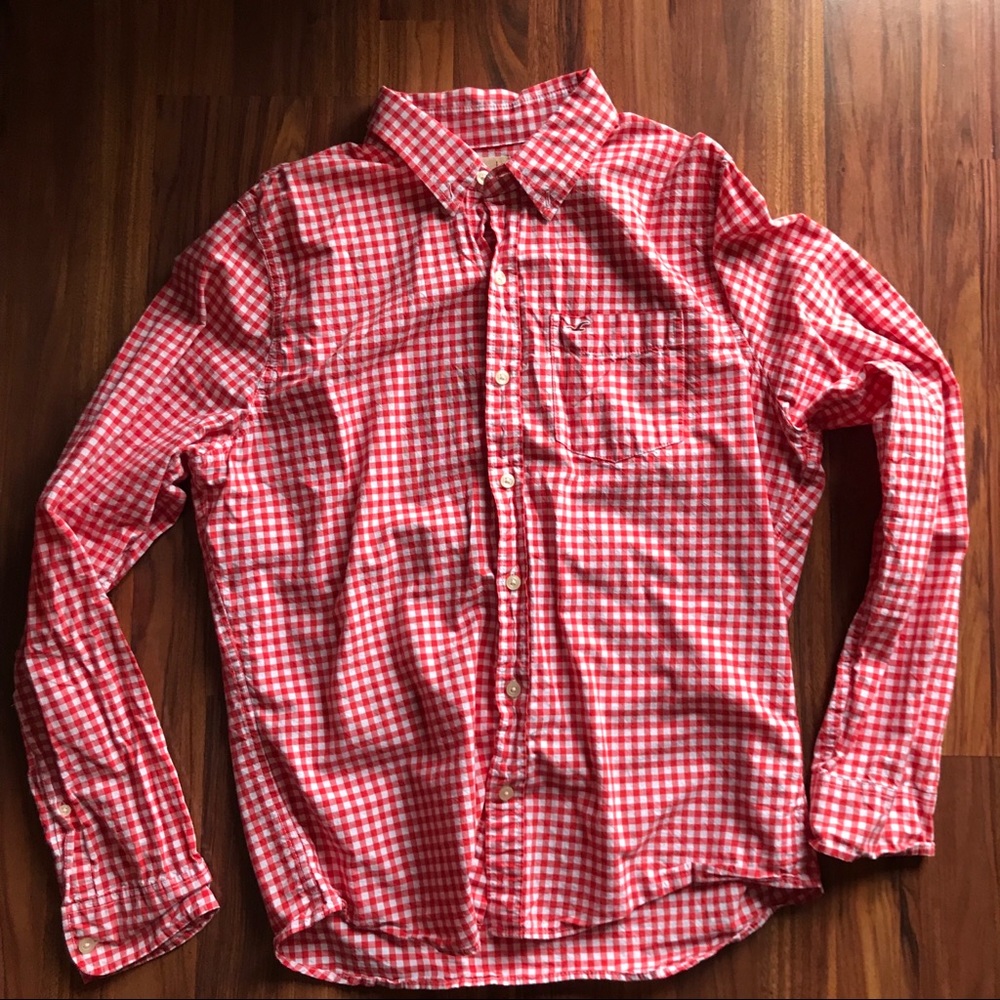 Hollister Red Gingham Button Down Oxford.